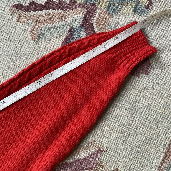 Vintage 70s Demetre Apres Ski Sweater Large Red White Pattern Wool Cable - Picture 7 of 7